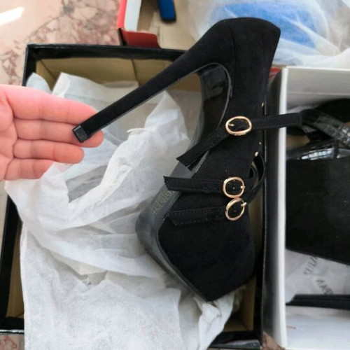 Alta Moda suede pumps with straps new, black, size 36
