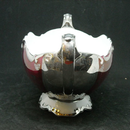 German porcelain gondola used, burgundy and silver, Bareuther Bavaria