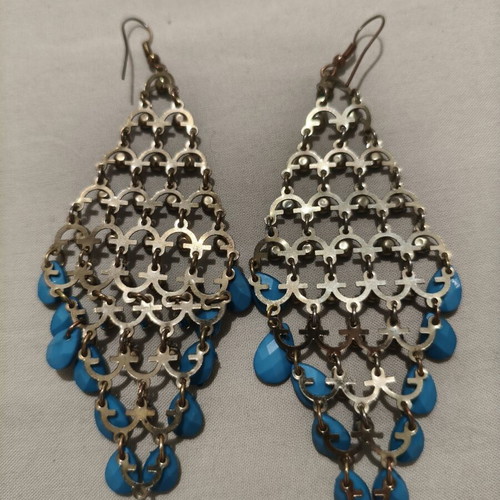 Vintage Boho Chandelier Earrings with Turquoise Stones like new