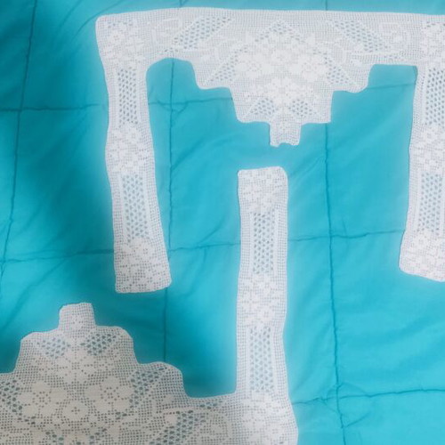 Knitted corners for tablecloth or pillows like new, handmade