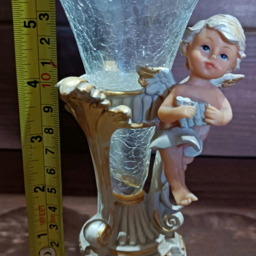 Vintage angel candle holder glass new