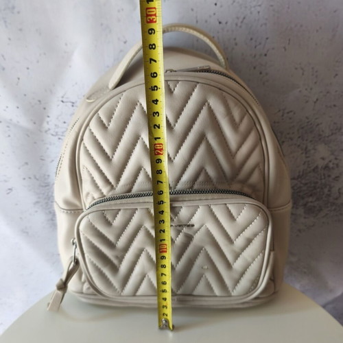David Jones backpack used, beige with embossed design