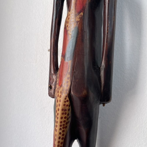Vintage African wooden statues set of 2, handcrafted, used
