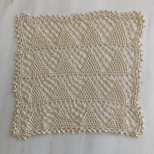Handmade ecru square doily like new