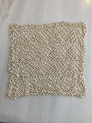 Handmade ecru square doily like new