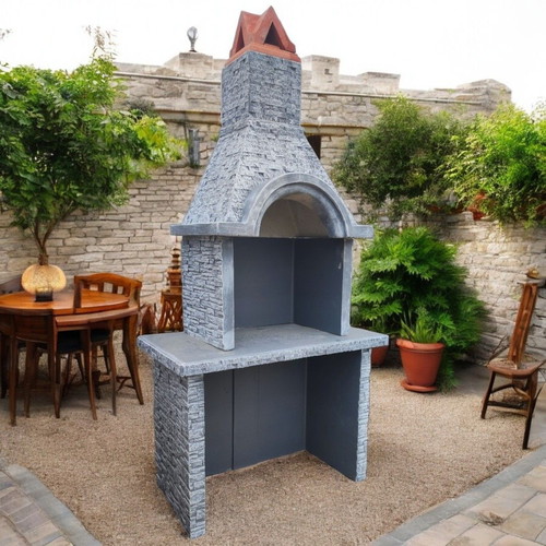 Emily Concrete Garden Barbecue Gray and White, New