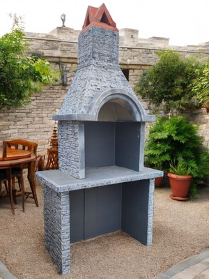 Emily Concrete Garden Barbecue Gray and White, New