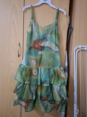 Sewn vintage dress 1970s new, colorful size medium