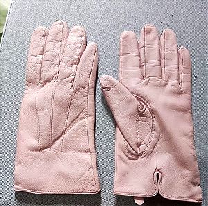 Γάντια ροζ δερμάτινα