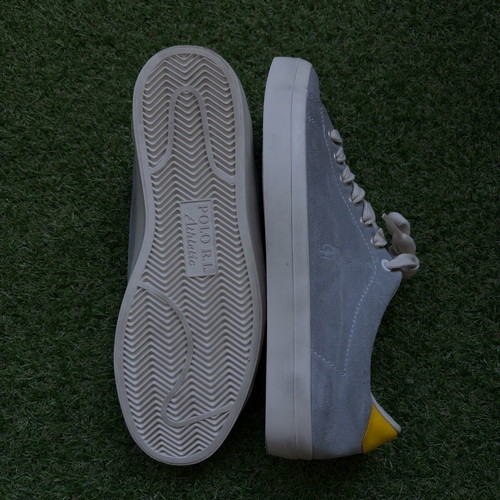 Ralph Lauren men's sneakers like new, grey suede with yellow accent