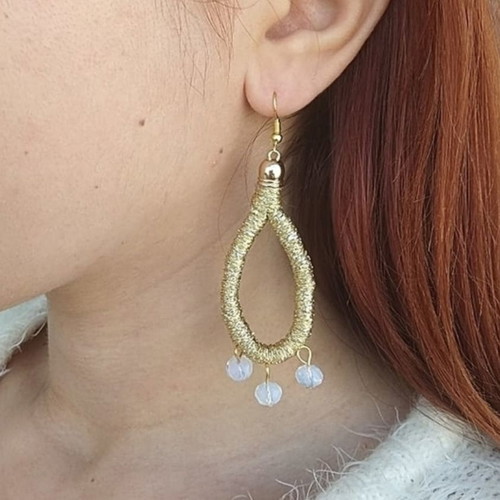 Gold earrings with moonstone new handmade