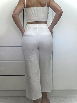 Moutaki high-waist white pants, size S