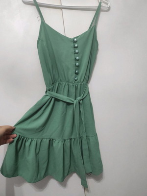 Women's small mint dress with pearl buttons and belt