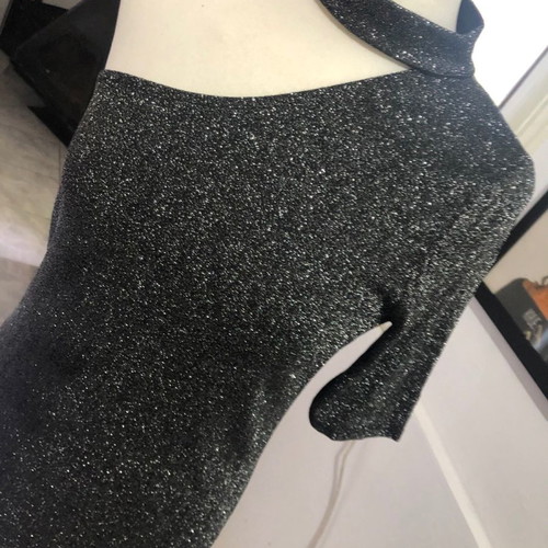 Asymmetric metallic dress silver/black Even&Odd new, size L