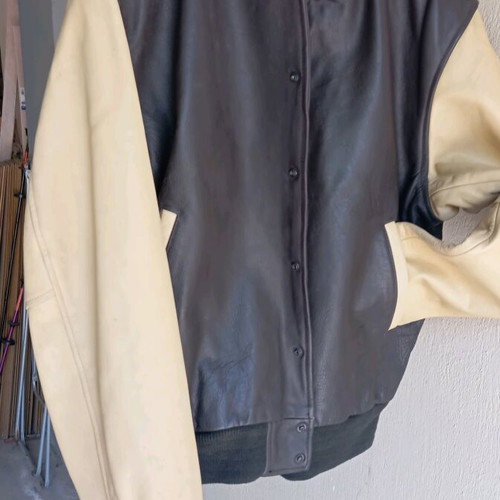 Union Mills Leather Street Bomber Jacket new beige brown