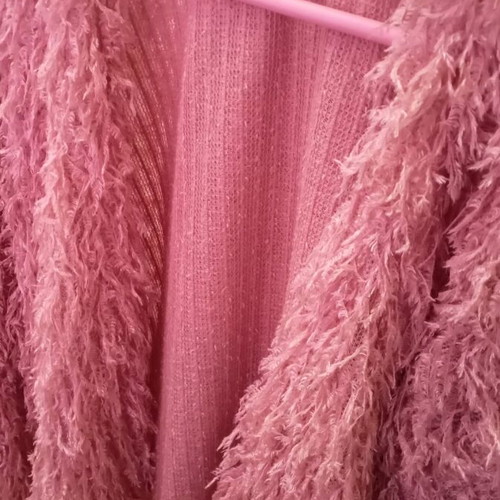 Bershka women's fur cardigan pink like new