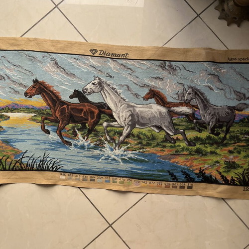 Handmade textile painting like new, dimensions 1.08x0.48 m