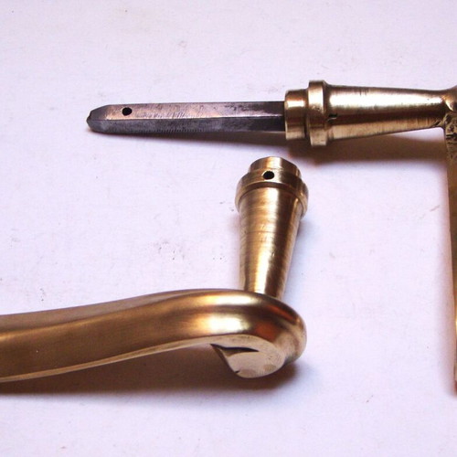 French door handle used, brass 19th century