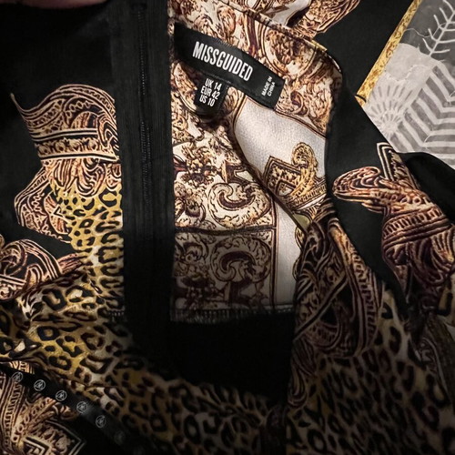 Missguided Wrap Body with Baroque and Leopard Pattern, New