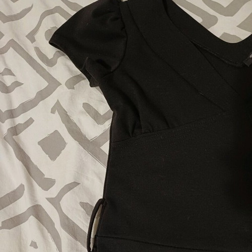 Black tight dress short sleeve with neckline like new