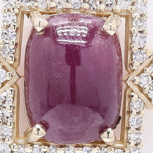 Pendant 14K gold with natural ruby and diamonds HRD Antwerp new