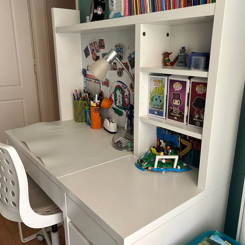 Brimnes single bed with Micke desk and 2 foam mattresses used