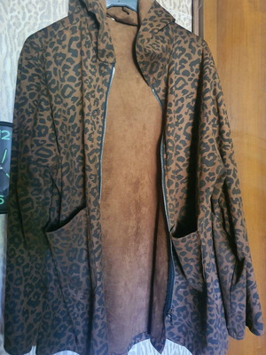 Cardigan like new, Italian suede, black and brown, asymmetrical