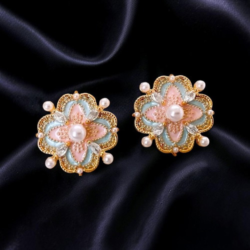 Earrings new, colorful with gold tone hypoallergenic brass