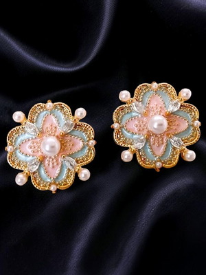 Earrings new, colorful with gold tone hypoallergenic brass
