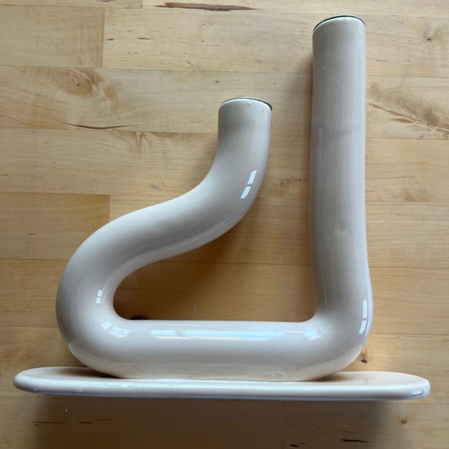 Ceramic candlestick used, two holes