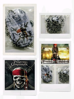 Disney Pirates of the Caribbean necklace dog tag pendant new, silver