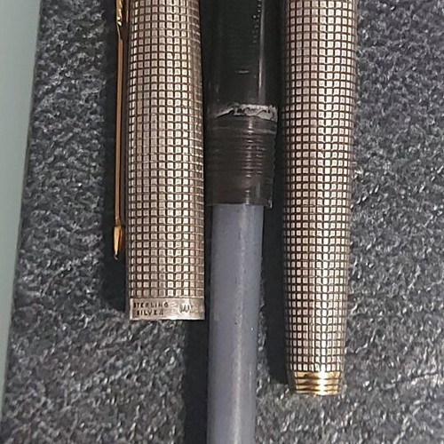 Parker 75.0 Silver Fountain Pen used, USA Sterling 1968, gold nib XF