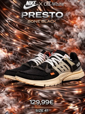 Nike Off White Presto sneakers black and white, size 41