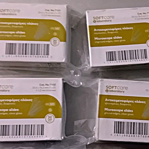 Soft Care Microscope Slides New, 2 Boxes 7101 and 2 Boxes 7102, 50 pcs each