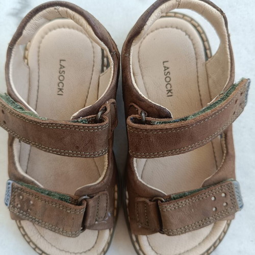 Lasocki leather sandals size 25 used, beige and brown