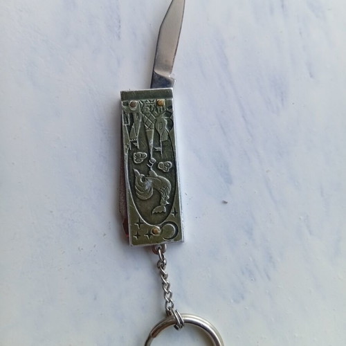 Keychain with nail file and mini knife used, made in USSR
