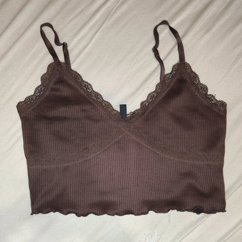Crop strap top brown H&M like new, size M