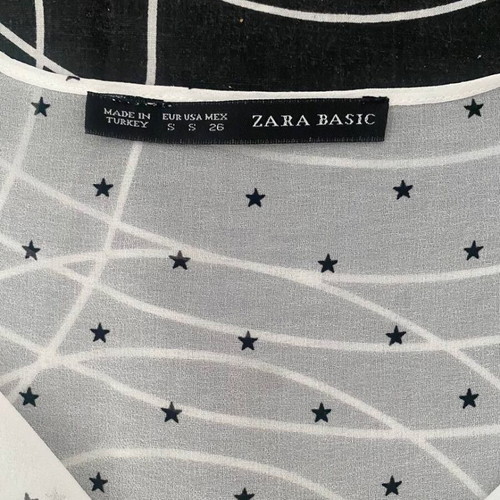 Zara Basic white transparent blouse with star print size S like new