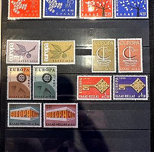 Ελληνικα Γραμματοσημα: Europa CEPT Σειρες 1961, 1962, 1965, 1966, 1967, 1968, 1969 ασφραγιστα