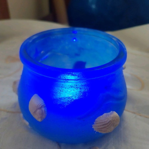 Decorative handmade jar with battery light, height 7 cm, new