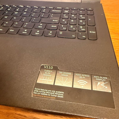 Lenovo V110-15ISK laptop like new, SSD 120GB, 4GB RAM, slim design