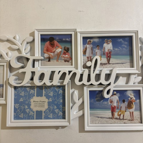 Plastic photo frame Family with 6 openings, like new