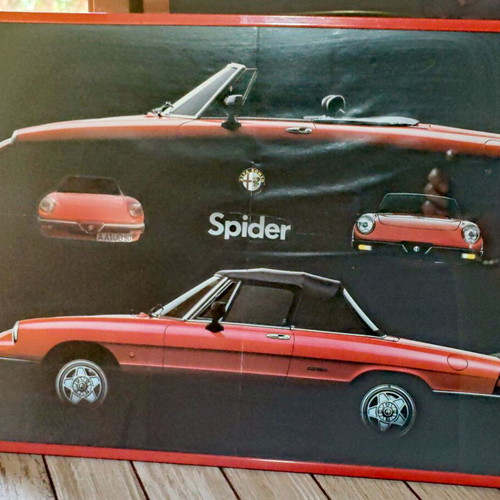 Alfa Romeo Spider retro car poster, framed with protective glass