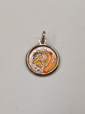 Silver pendant 950 Aries zodiac with enamel