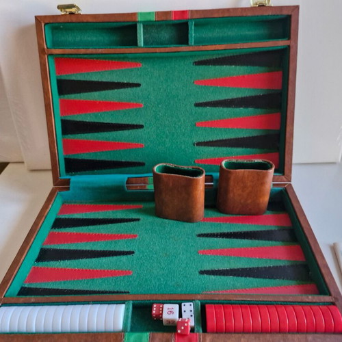 Backgammon in leather case used