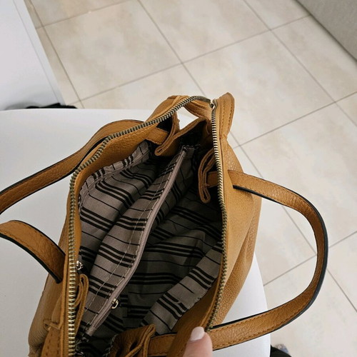 Evangelia Drosi crossbody bag tan like new synthetic leather