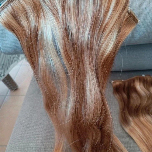 Hair Extensions like new, 50cm, 90% natural hair with brush