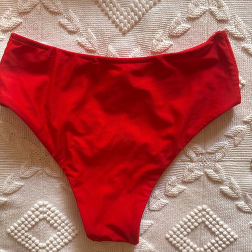 Bikini set red strapless, high-waisted, like new, size S