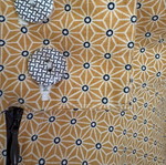 Vintage Chic midi A-line skirt, mustard with geometric pattern