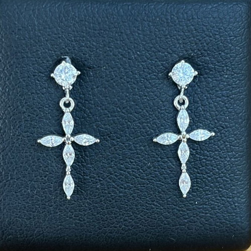 Cross earrings with stones silver 925 new